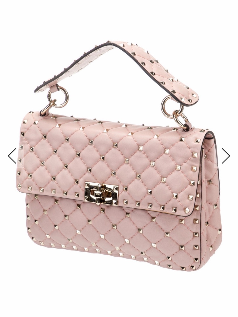 Valentino Pink Quilted Rockstud Top-Handle Satchel